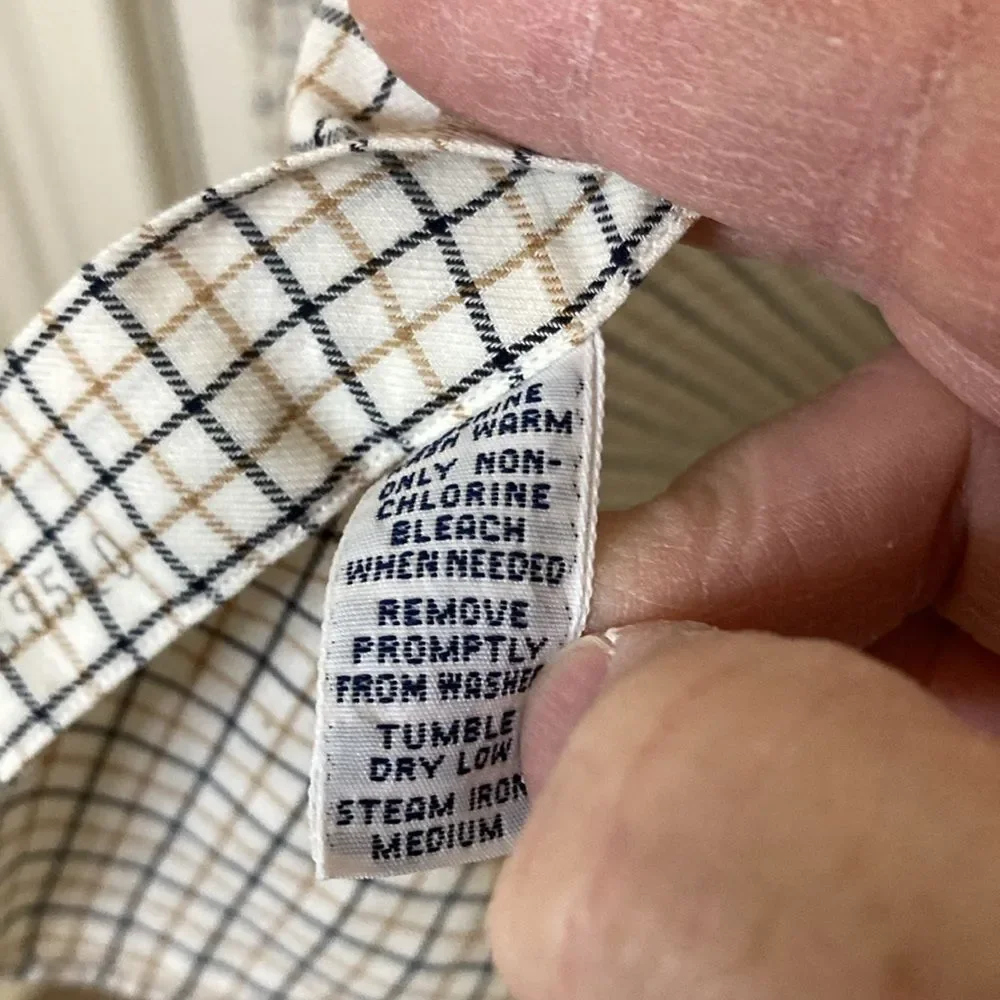 Ralph Lauren Mens Blake Button Down Shirt XL White Gold Navy Windowpane‎ Pony